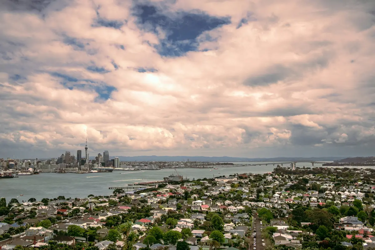 Auckland city and the Harbour Bridge across the water