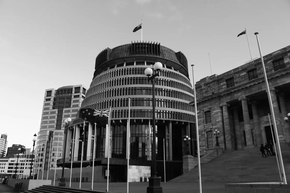 The Beehive parliament building in Wellington
